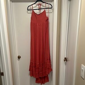 Free People Extratropical Maxi Dress in Coral Red